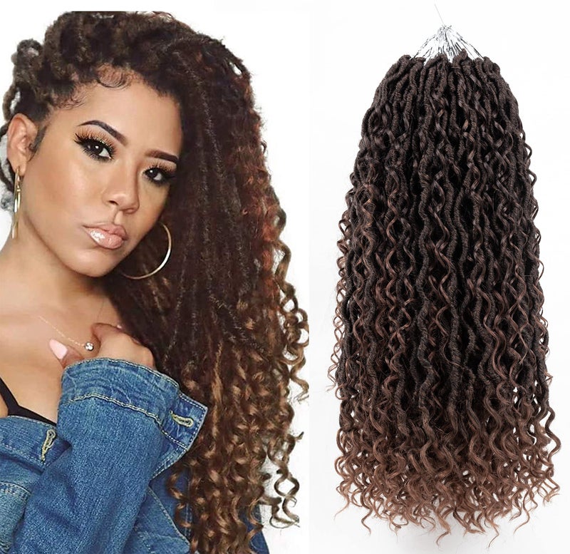 Aipin Faux Goddess Locs Crochet Hair 18 Inch Boho River Locs Hippie Wavy Crochet With Curly Hair In Middle And Ends Braids Hair Extensions (8 Packs,18 inch, T30) - Image 1